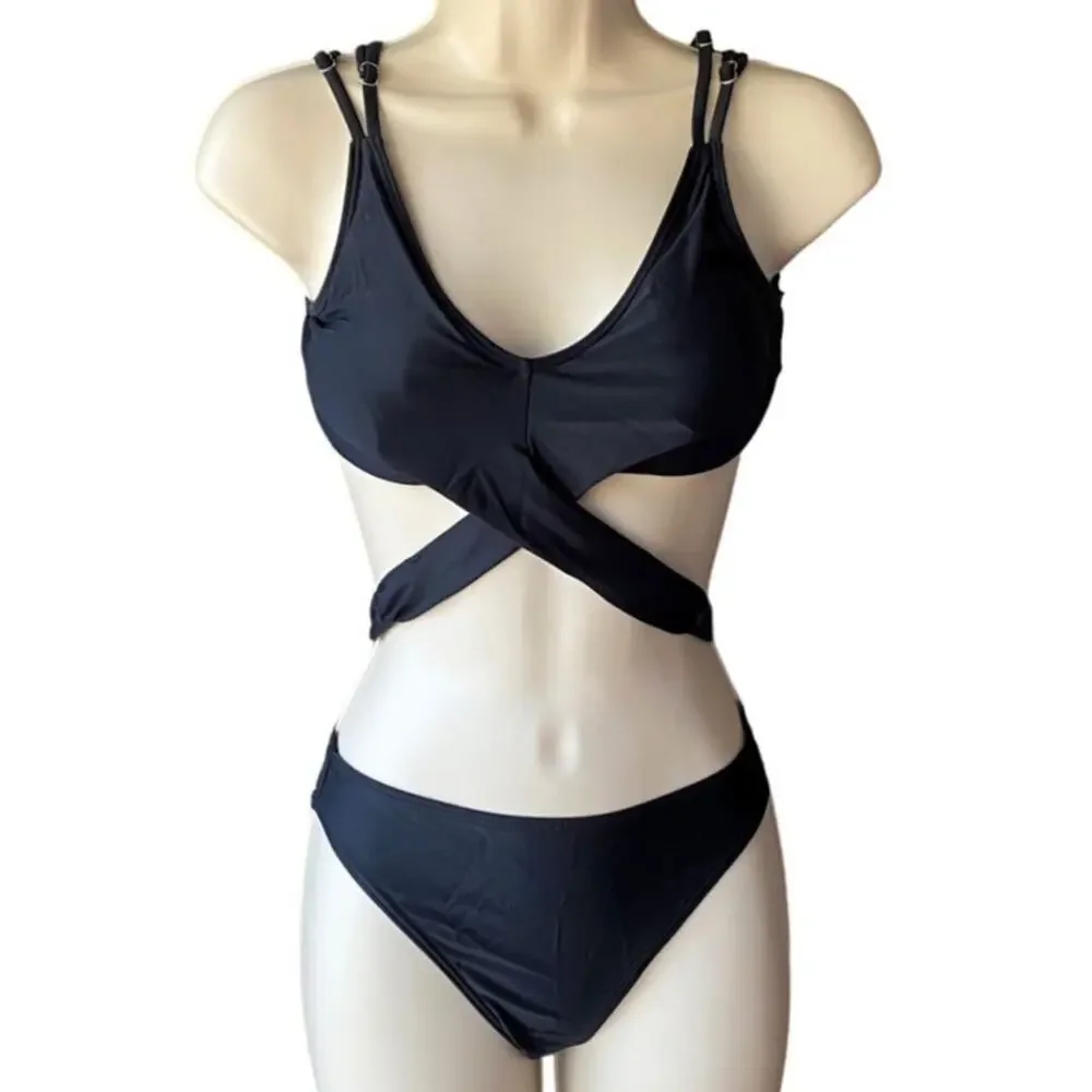 2 Piece Black Bikini Summer Swimsuit Bathing Suit ~ Youth Girls Size 10Y